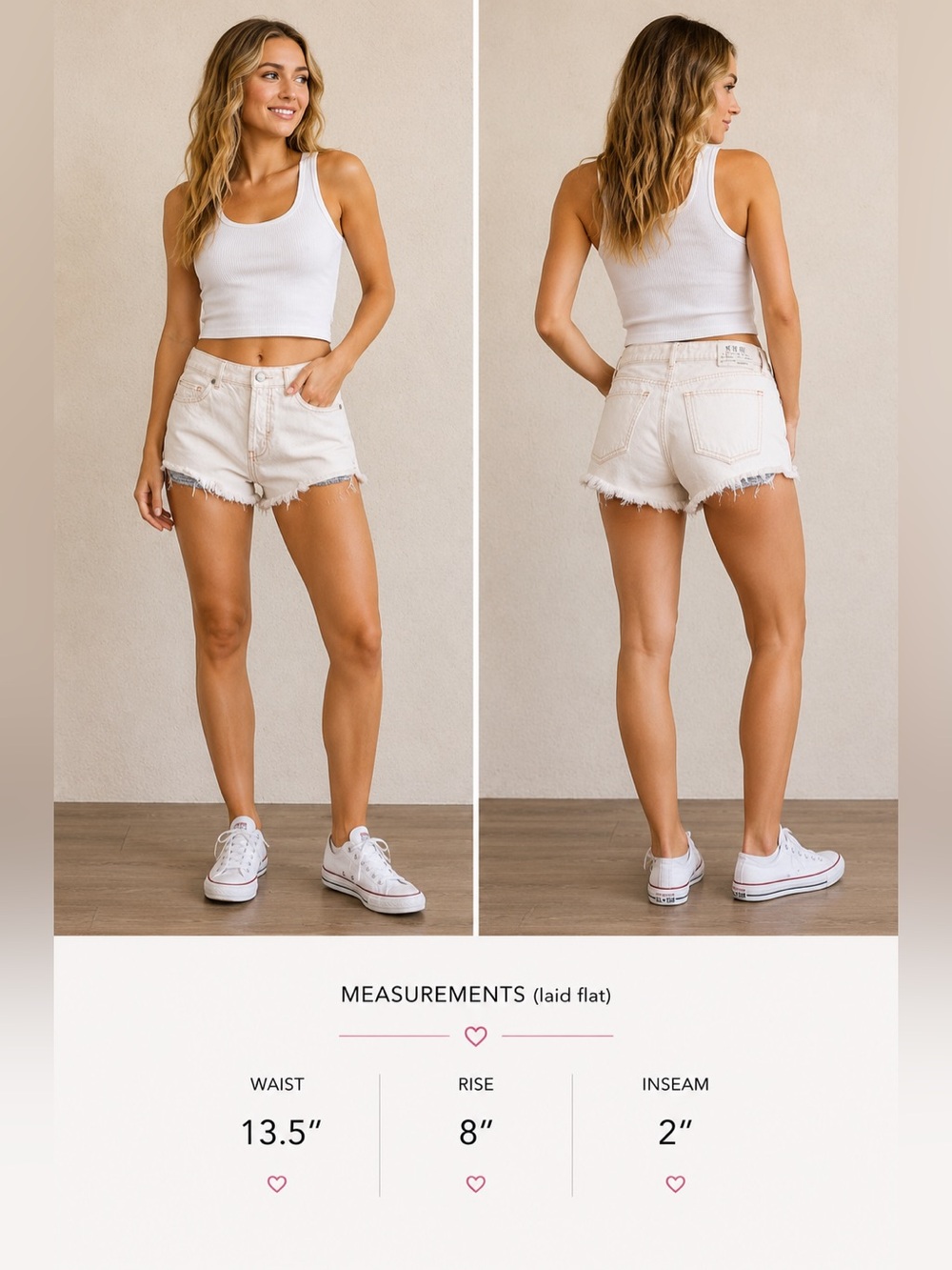 We The Free Free People Distressed Cutoff Denim Shorts | White | Size 25